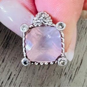 Judith Ripka pink quartz post earrings.